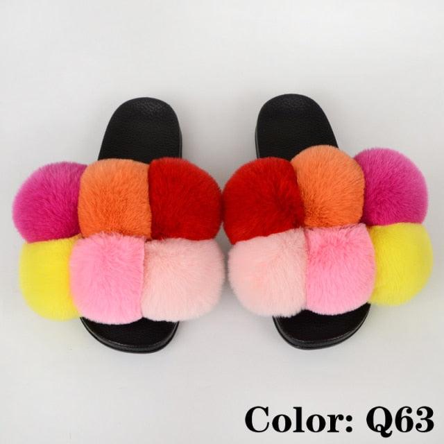 Summer Women Slippers Faux Fur Slides For Women Fluffy Slippers House Shoes Woman Slippers Open Toe Fuzzy Fur Slippers Girls Fluffy House Slides Outdoor Indoor Slippers