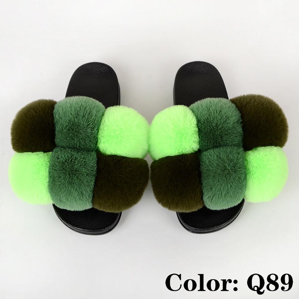 Summer Women Slippers Faux Fur Slides For Women Fluffy Slippers House Shoes Woman Slippers Open Toe Fuzzy Fur Slippers Girls Fluffy House Slides Outdoor Indoor Slippers