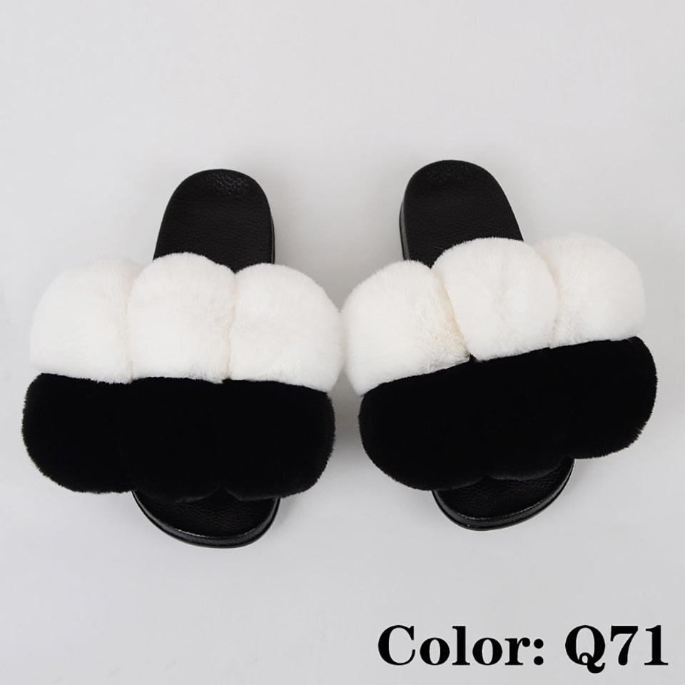 Summer Women Slippers Faux Fur Slides For Women Fluffy Slippers House Shoes Woman Slippers Open Toe Fuzzy Fur Slippers Girls Fluffy House Slides Outdoor Indoor Slippers