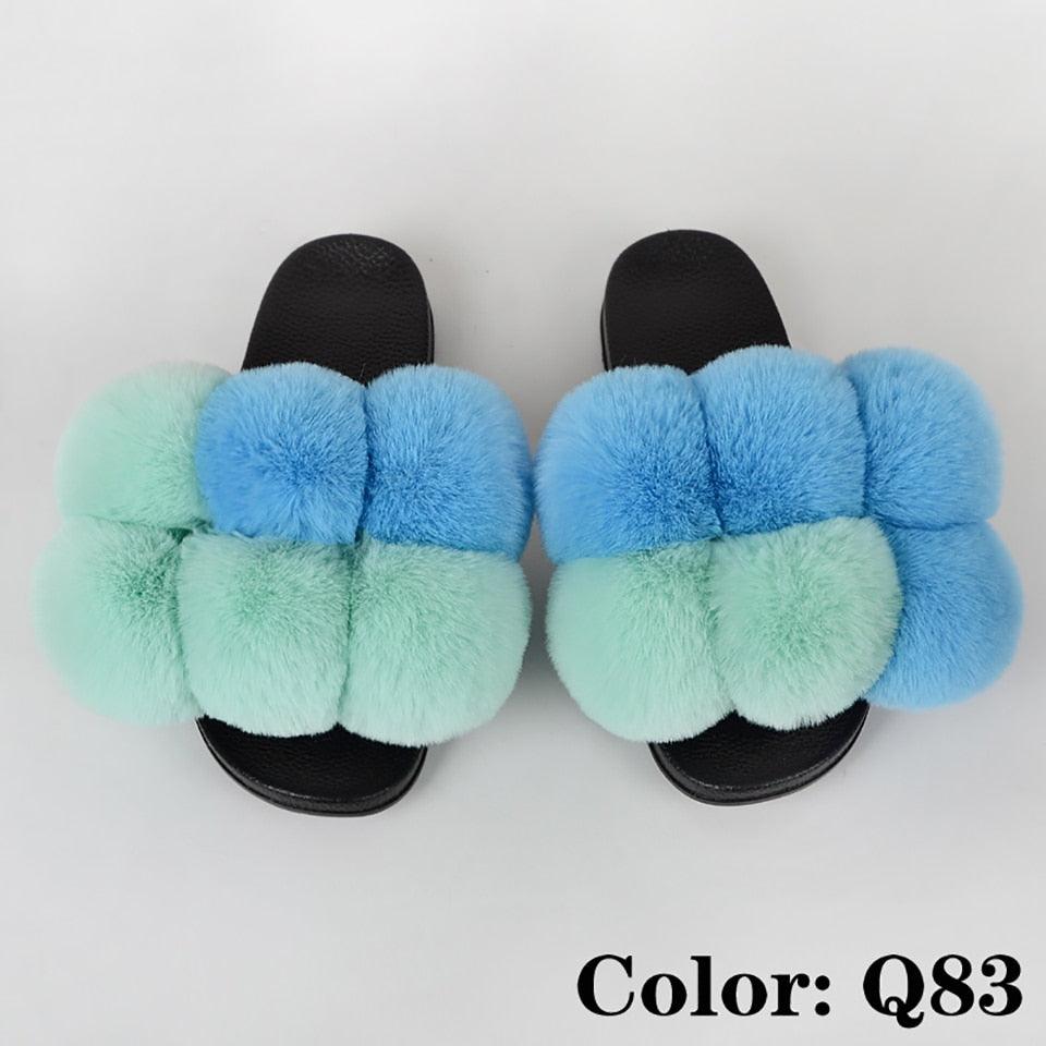 Summer Women Slippers Faux Fur Slides For Women Fluffy Slippers House Shoes Woman Slippers Open Toe Fuzzy Fur Slippers Girls Fluffy House Slides Outdoor Indoor Slippers