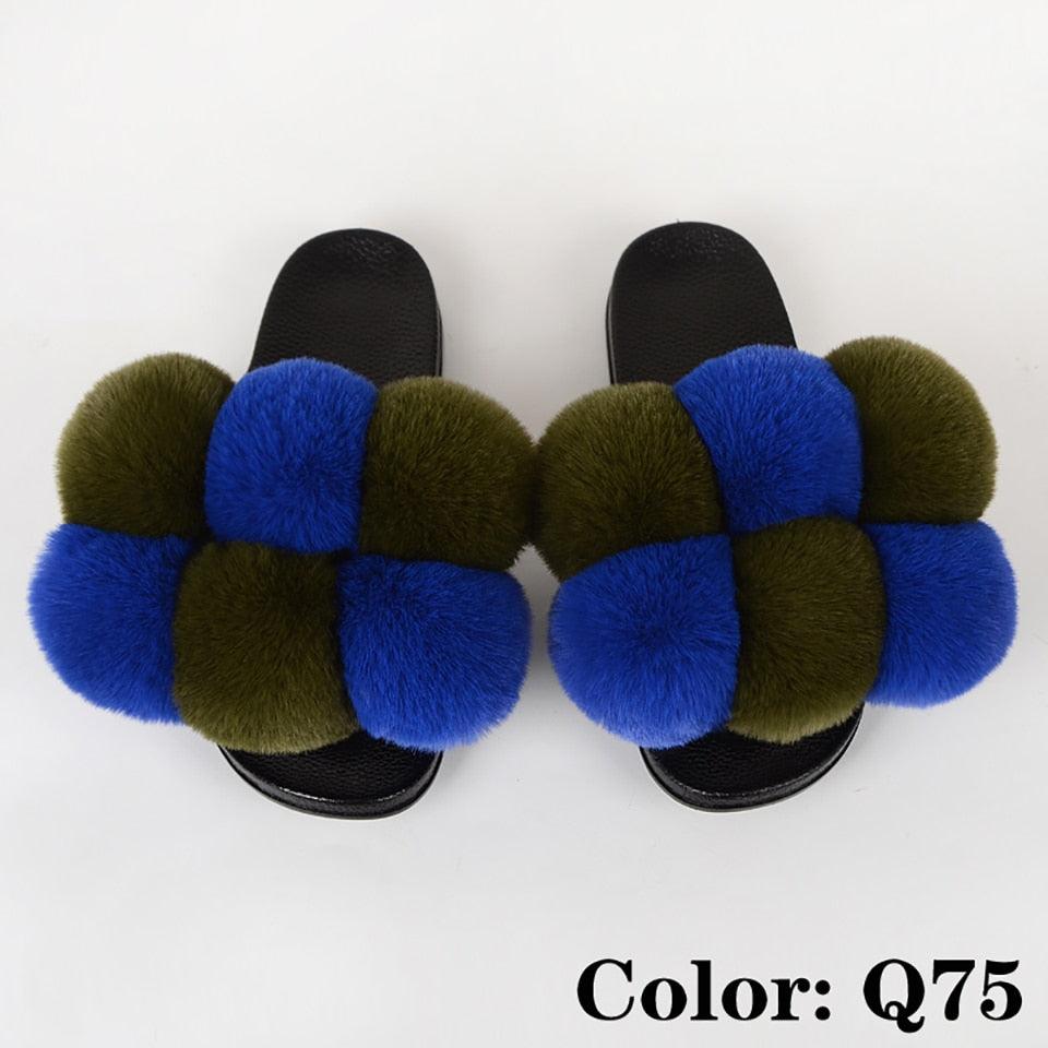 Summer Women Slippers Faux Fur Slides For Women Fluffy Slippers House Shoes Woman Slippers Open Toe Fuzzy Fur Slippers Girls Fluffy House Slides Outdoor Indoor Slippers