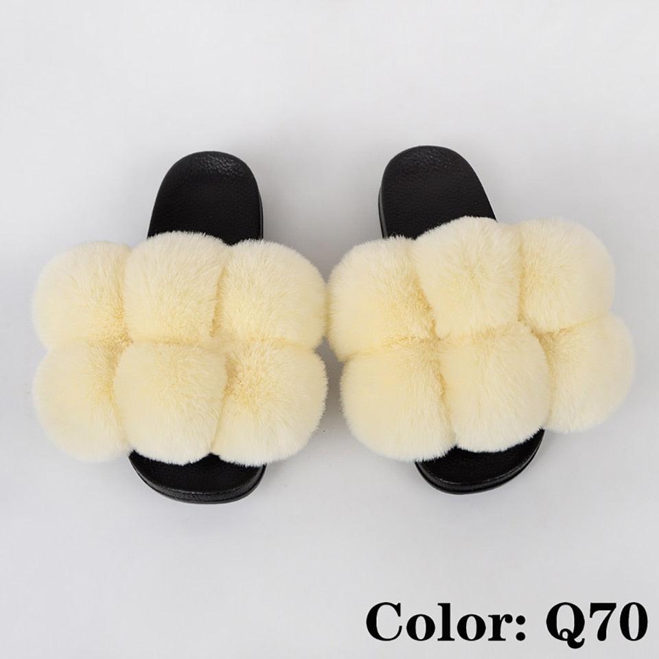 Summer Women Slippers Faux Fur Slides For Women Fluffy Slippers House Shoes Woman Slippers Open Toe Fuzzy Fur Slippers Girls Fluffy House Slides Outdoor Indoor Slippers