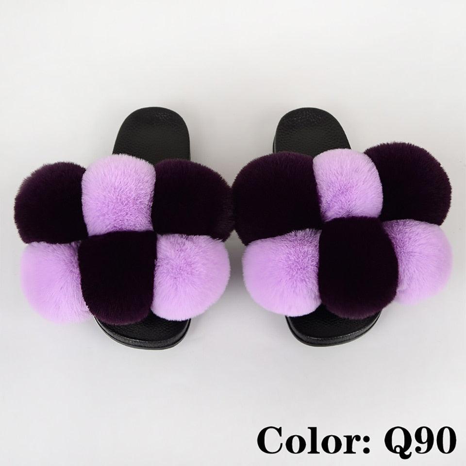 Summer Women Slippers Faux Fur Slides For Women Fluffy Slippers House Shoes Woman Slippers Open Toe Fuzzy Fur Slippers Girls Fluffy House Slides Outdoor Indoor Slippers