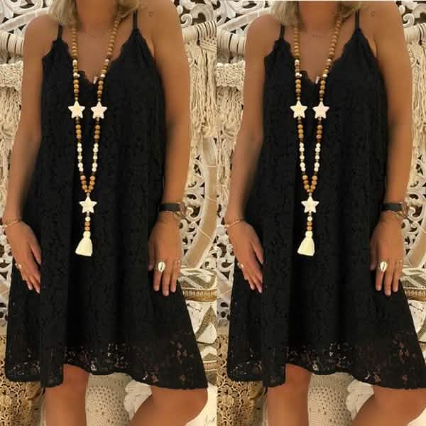 Summer Women's Loose V-neck Sling Sleeveless Dress
