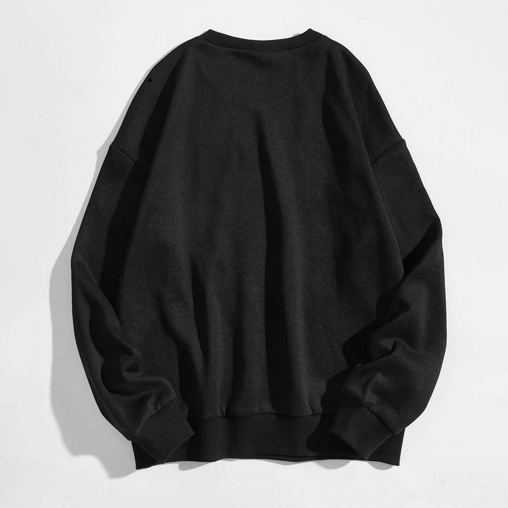 Sun and Letter Graphic Oversized Thermal Sweatshirt