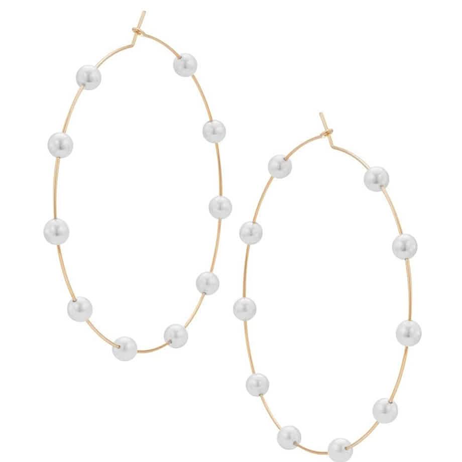 Super Huge Circle Pearls Earrings Thin Dangle