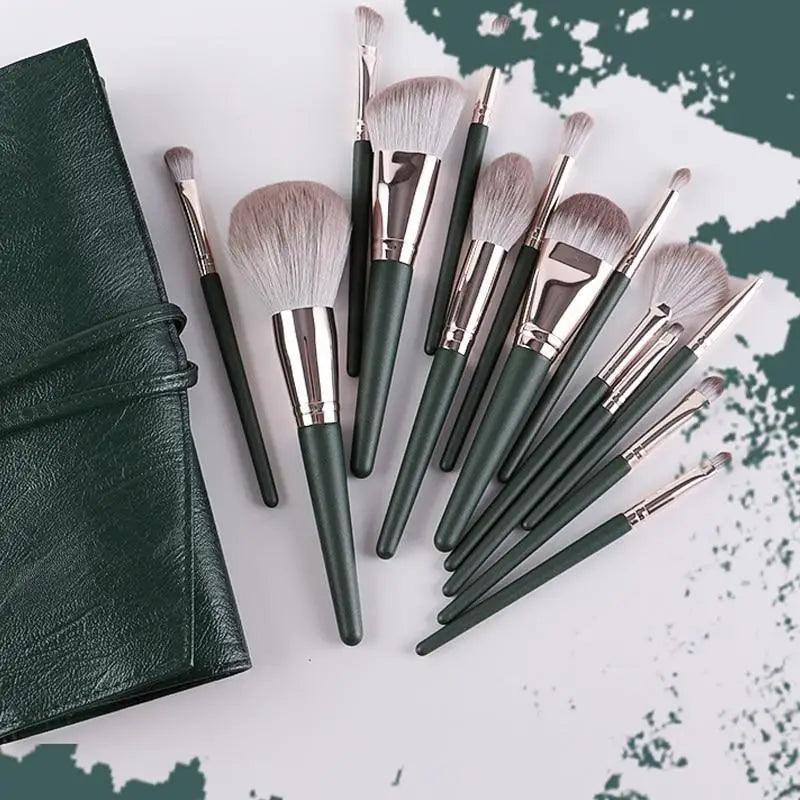 Super Quality 14Pcs Makeup Brushes Set Cosmetic Foundation Powder Blush Eye Shadow Lip Blend Wooden Make Up Brush Tool Kit