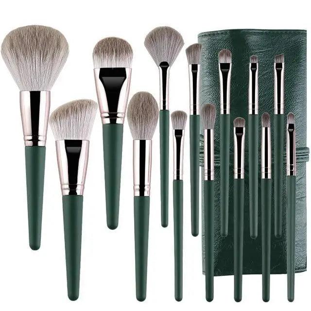 Super Quality 14Pcs Makeup Brushes Set Cosmetic Foundation Powder Blush Eye Shadow Lip Blend Wooden Make Up Brush Tool Kit
