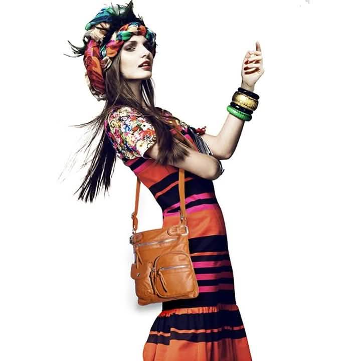 Super Soft Genuine Leather Top Belt Accent Crossbody Bag