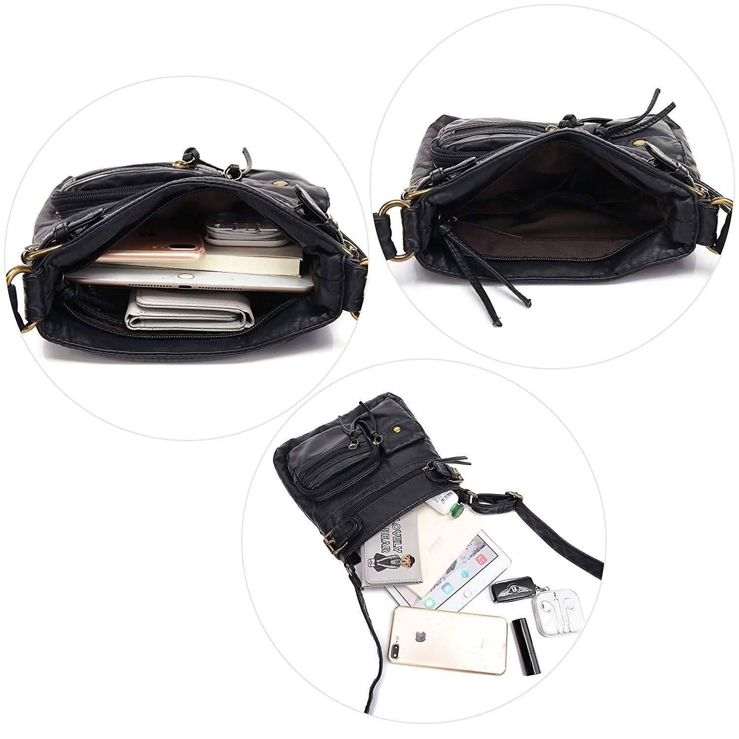 Super Soft Genuine Leather Top Belt Accent Crossbody Bag