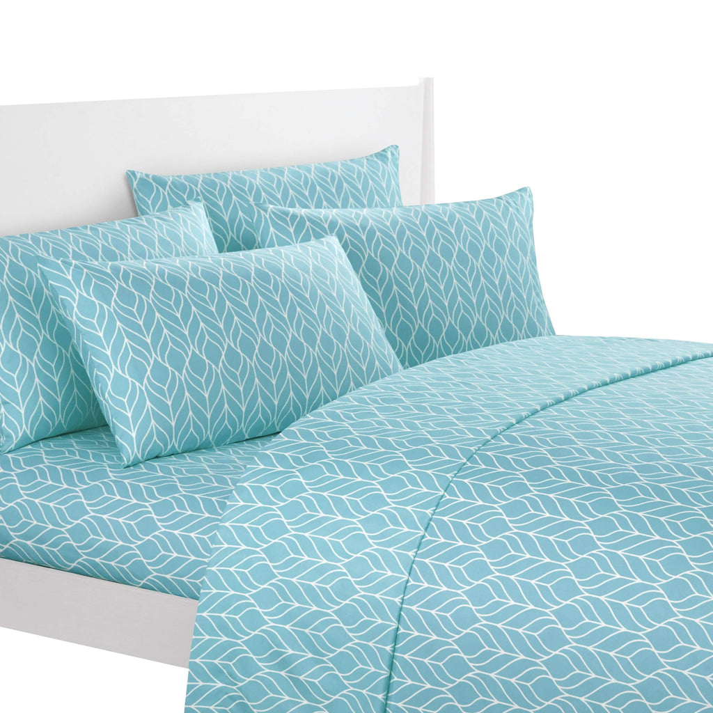Super Soft Two-Tone Geometric Leaf Pattern Sheet Set