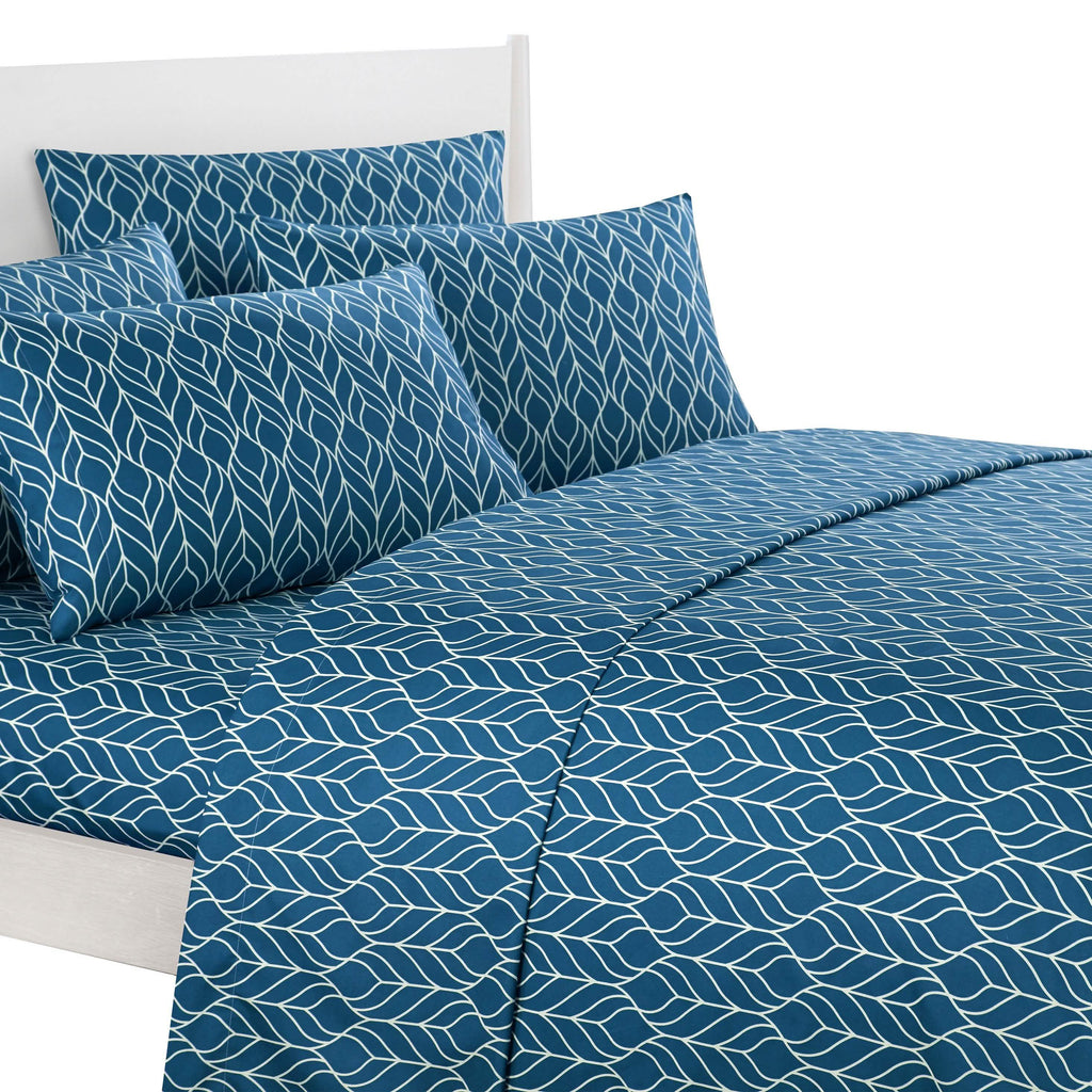 Super Soft Two-Tone Geometric Leaf Pattern Sheet Set