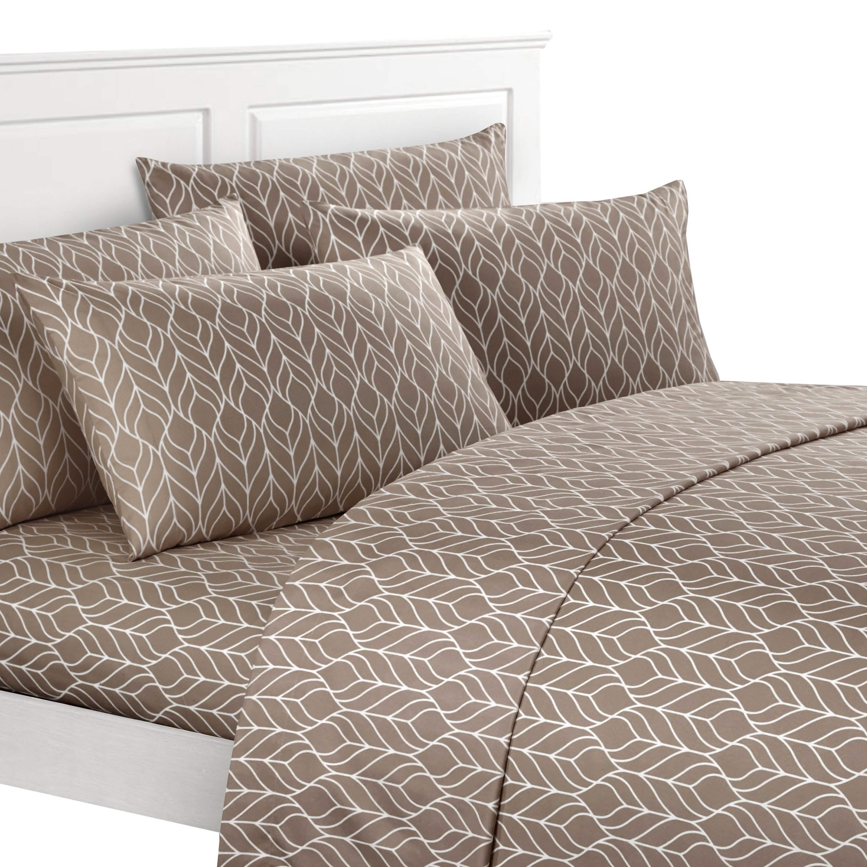 Super Soft Two-Tone Geometric Leaf Pattern Sheet Set