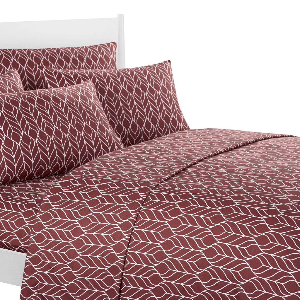 Super Soft Two-Tone Geometric Leaf Pattern Sheet Set