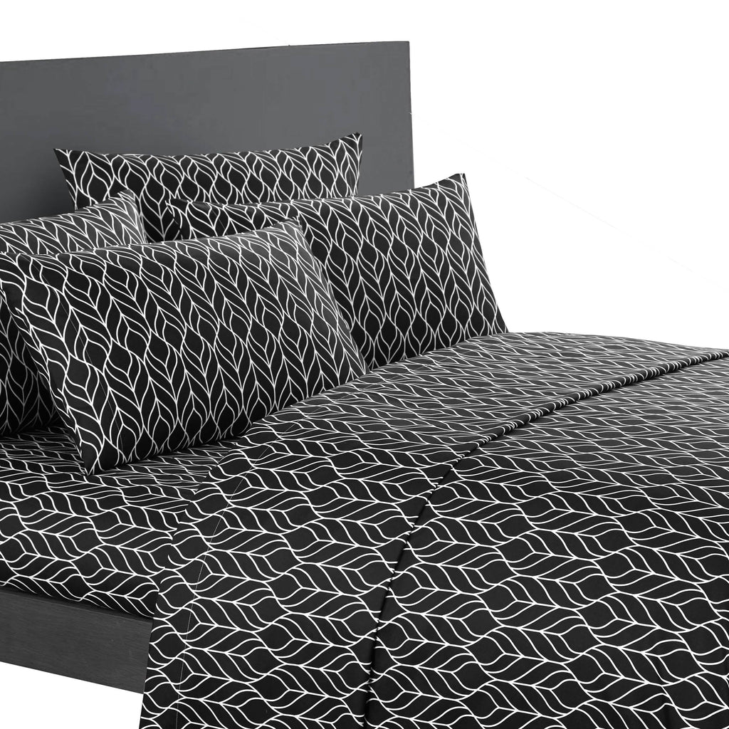 Super Soft Two-Tone Geometric Leaf Pattern Sheet Set