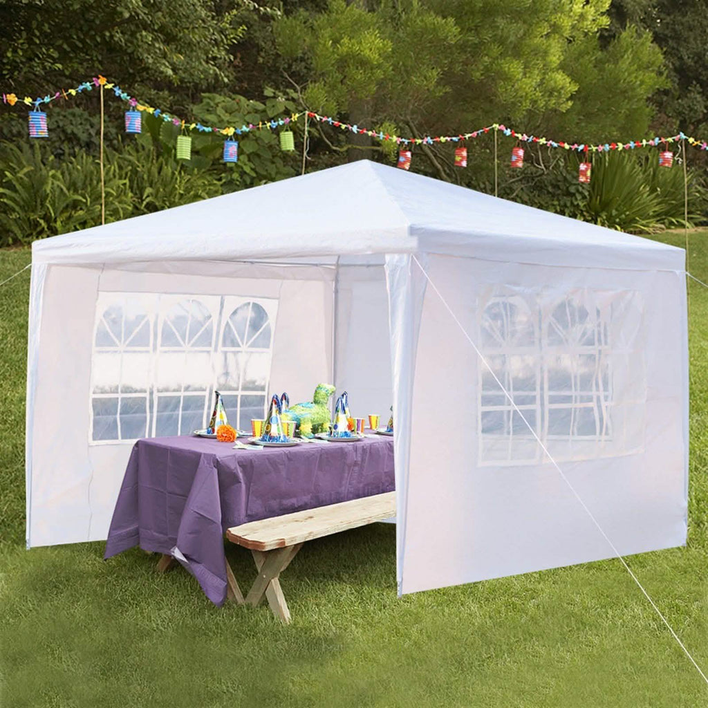 SUPERHOMUSE 3 x 3m Three Sides Waterproof Tent with Spiral Tubes White