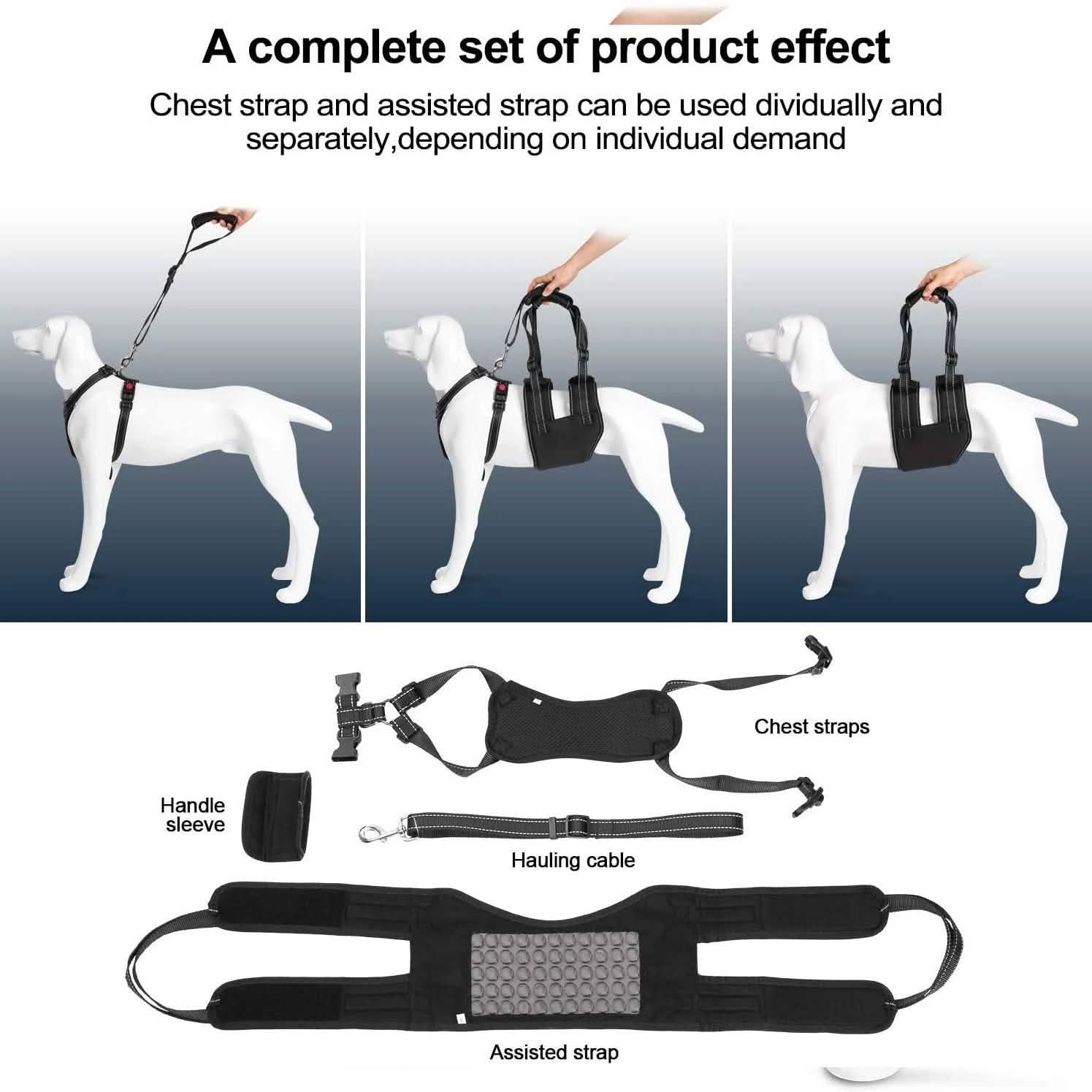 Support Harness Set Adjustable Chest Sling Strap for Elderly Disable Dog