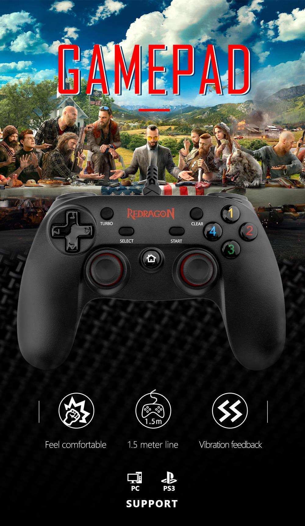 Sustainable Black Wired Dual Vibration Joystick Gamepad Controller Compatible With PC Monitor Laptop