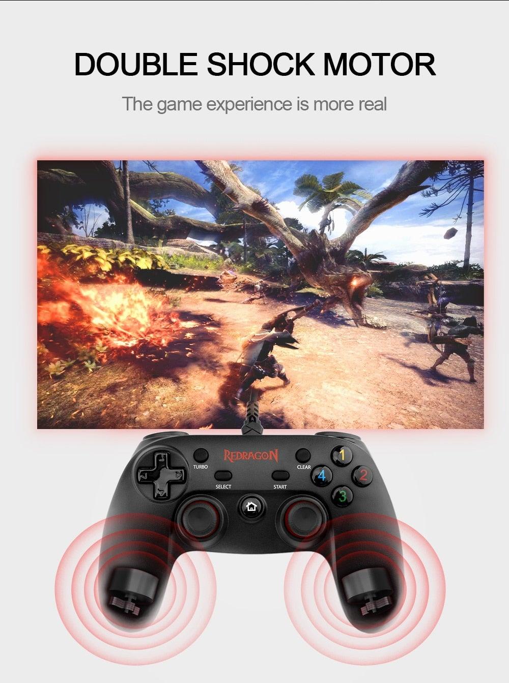 Sustainable Black Wired Dual Vibration Joystick Gamepad Controller Compatible With PC Monitor Laptop
