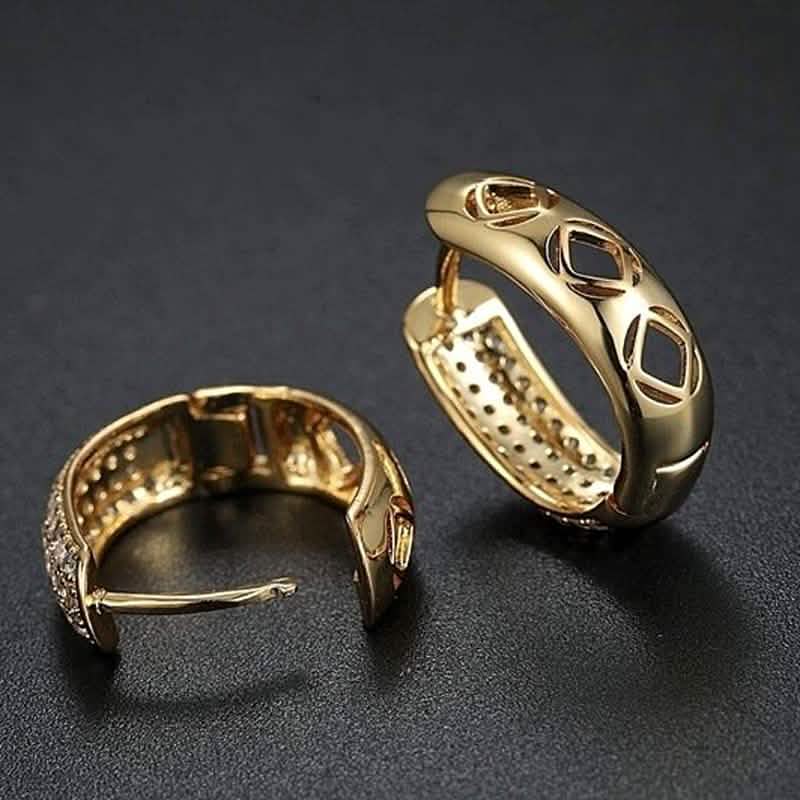 Swarovski Crystal Huggie Earrings In Yellow Gold