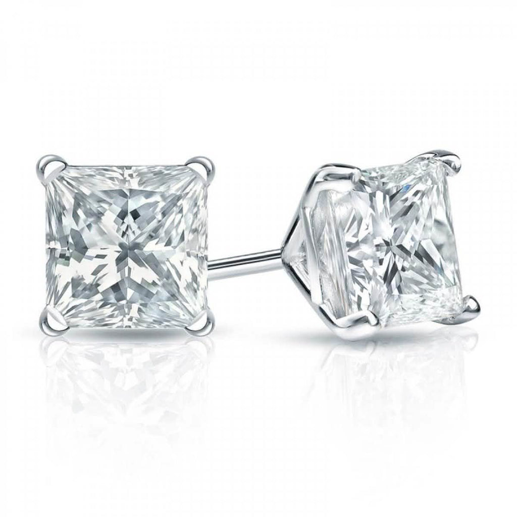Swarovski Crystals Princess-Cut Stud Earrings