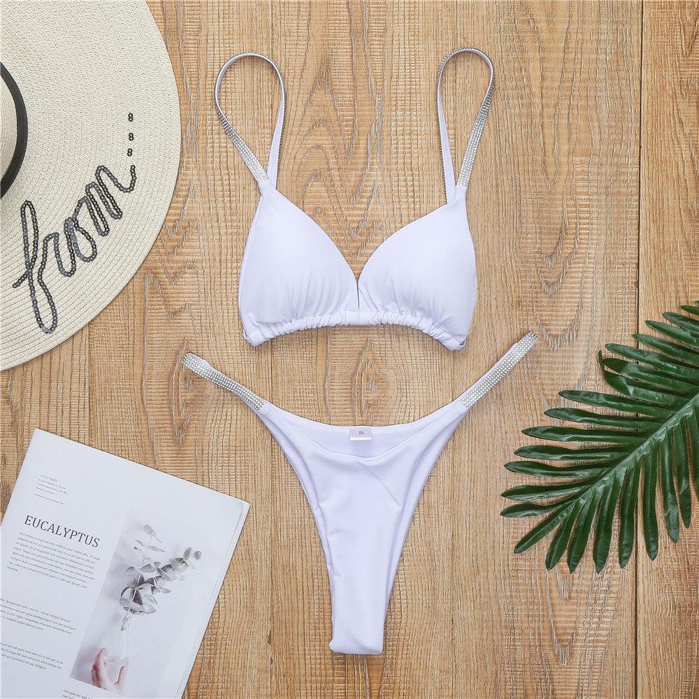 Swimwear Women Micro Bikini  Solid  Black G-String Swimsuits Bathers Bathing Suit 2 Piece Set  Bikinis For Women  Bathing Suit Women's Two-Piece Swimwear