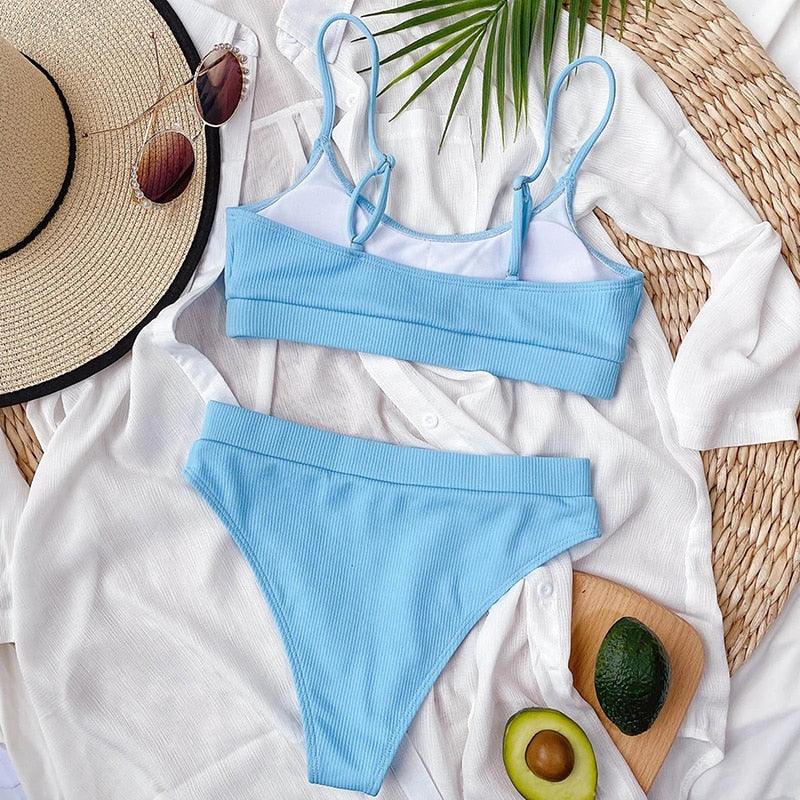 Swimwear Women Swimsuit Push Up Bikinis Fashion Women's Solid Color Bikini Pad Swimwear Swimsuit Beachwear Set Triangle Bikini Bathing Suits