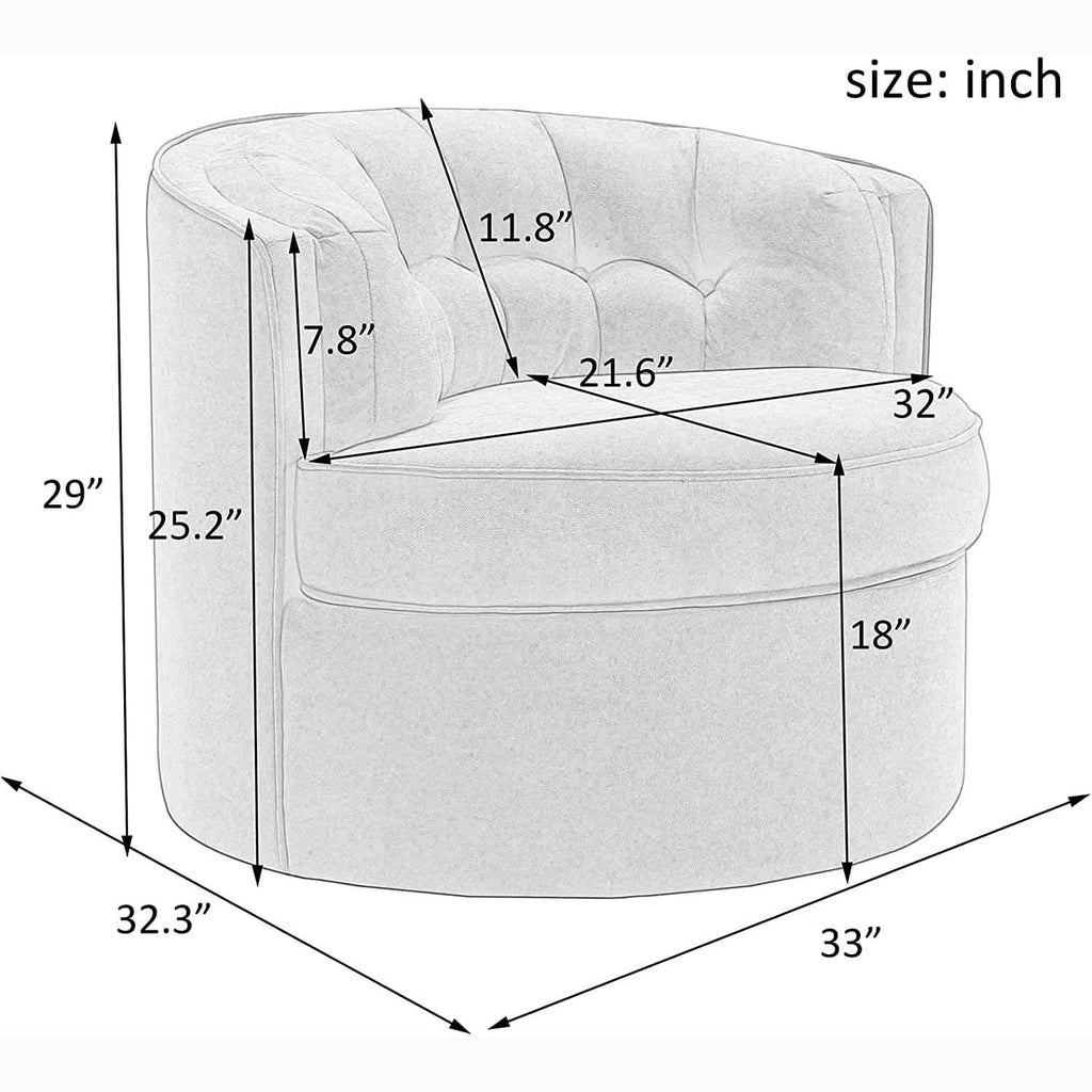 Swivel Accent Linen Fabric Bucket Reading Chair