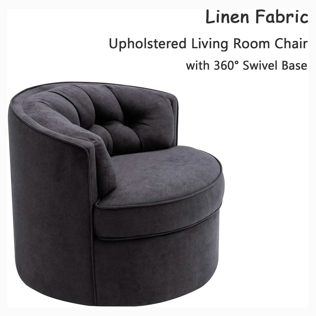 Swivel Accent Linen Fabric Bucket Reading Chair