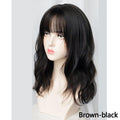 Synthetic Wigs For Women Daily Cosplay Long Water Wave  Lolita Wig With Bangs Cold Brown Heat Resistant Hair Bob Wigs For Black Women Cosplay Wigs For Women Gifts for Girlfriends