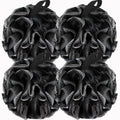 Bath Loofah Shower Sponge Body Back Scrubber Soft Mesh Shower Puffs Exfoliating Loofa for Women & Men Bath Accessories Cleaning Tool (4Pack 60G Black, Charcoal Black) 1 Count (Pack of 4)