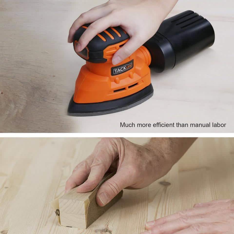 Tacklife Classic Mouse Detail Sander With 12 Pieces Sandpapers