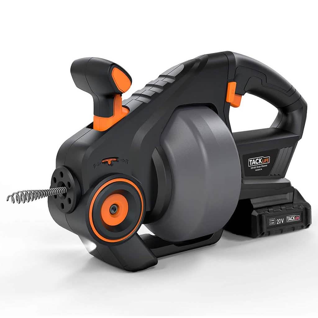 TACKLIFE Drain Snake 25Ft Automatic Cordless Drain Clog Remover