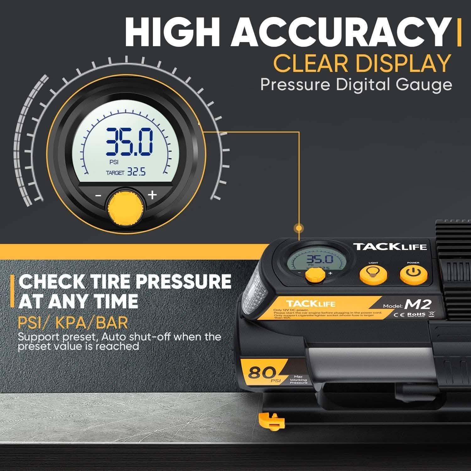 Tacklife Portable 12V DC Digital Auto Tire Inflator M2