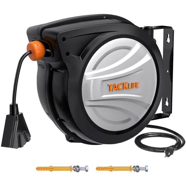 Tacklife Retractable Extension Cord, 65FT+4.5 Extension Cord Reel