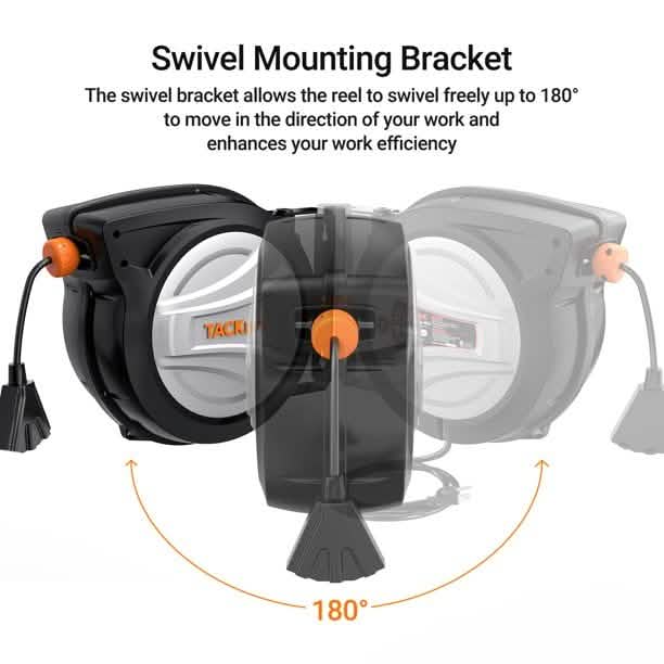 Tacklife Retractable Extension Cord, 65FT+4.5 Extension Cord Reel