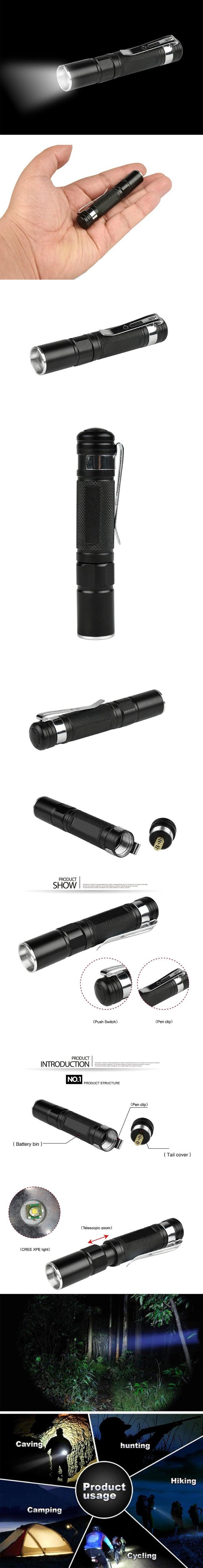 Tactical Adjustable Flashlight Super Bright LED Mini Flashlights With Belt Clip Waterproof Zoomable Mini Brightest Best Flashlights Portable Torch Powerful For  Hiking Camping