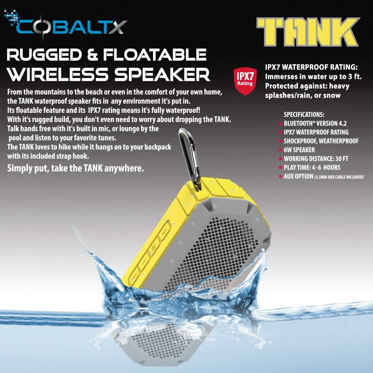 Tank Ipx7 Waterproof Rugged 10w Bluetooth Speaker - Assorted Styles