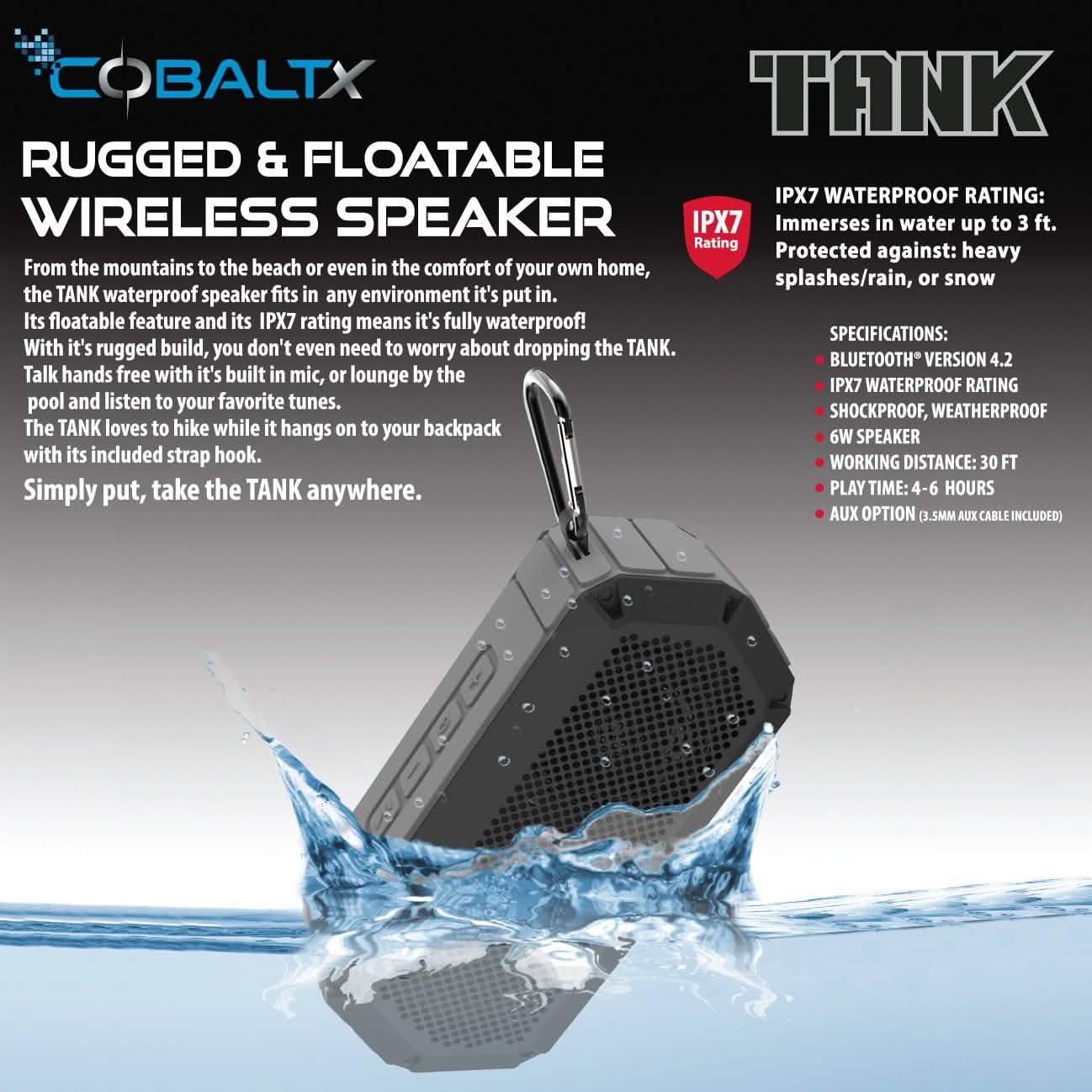 Tank Ipx7 Waterproof Rugged 10w Bluetooth Speaker - Assorted Styles