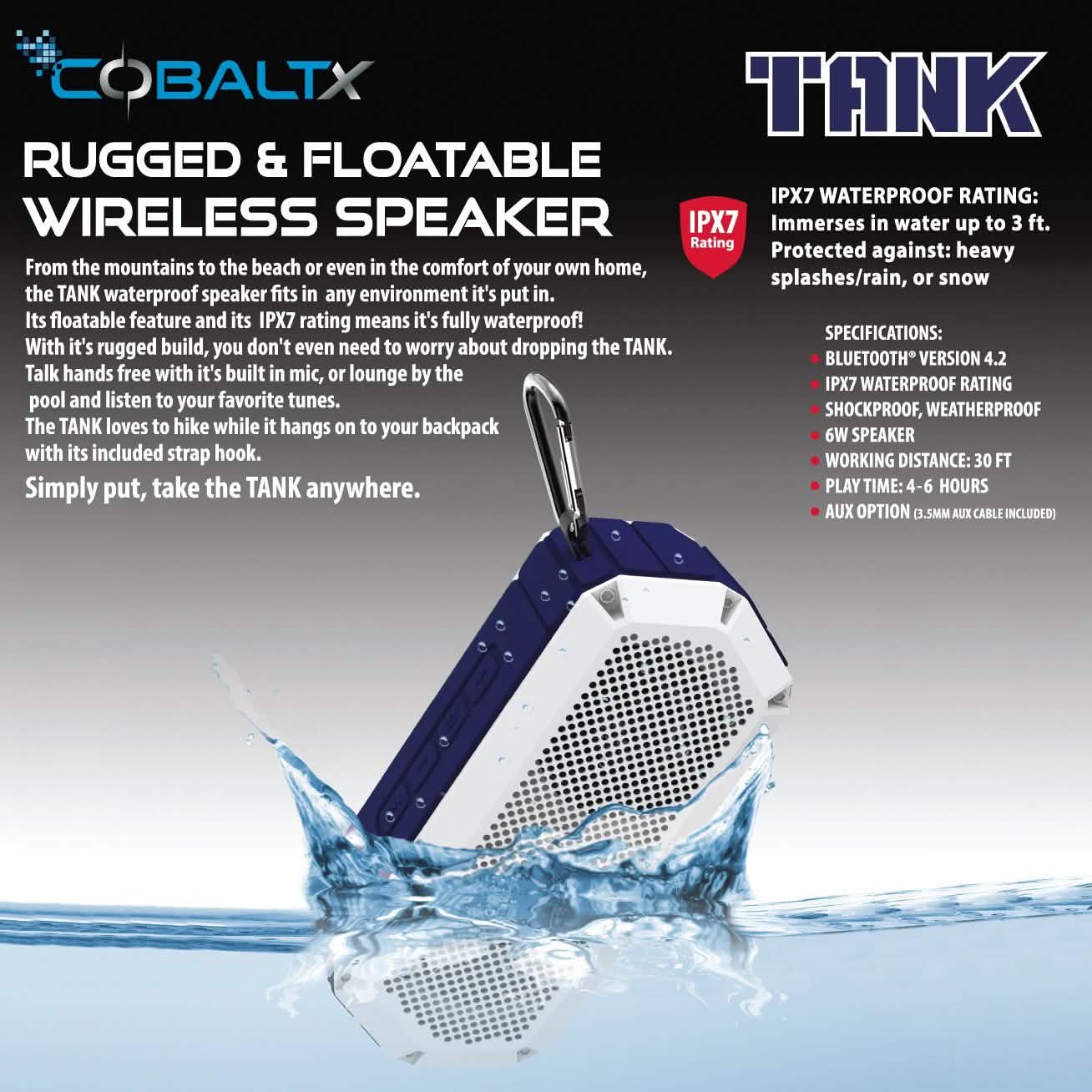 Tank Ipx7 Waterproof Rugged 10w Bluetooth Speaker - Assorted Styles
