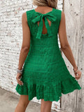 Tank top back lace up dress casual solid color