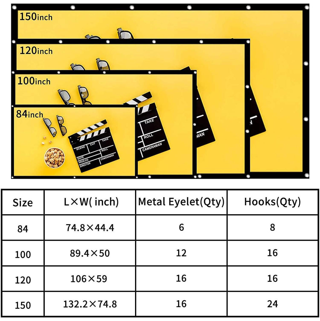 Taotique 4K Movie Projector Screen 16:9 HD Foldable and Portable