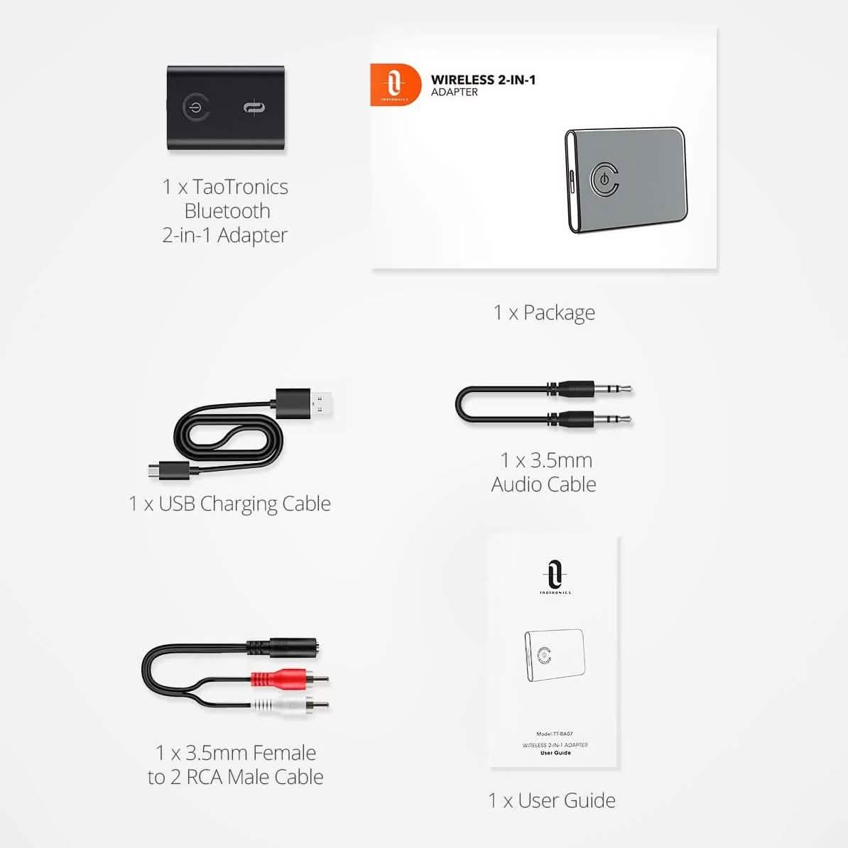 TaoTronics Bluetooth 5.0 Transmitter and Receiver