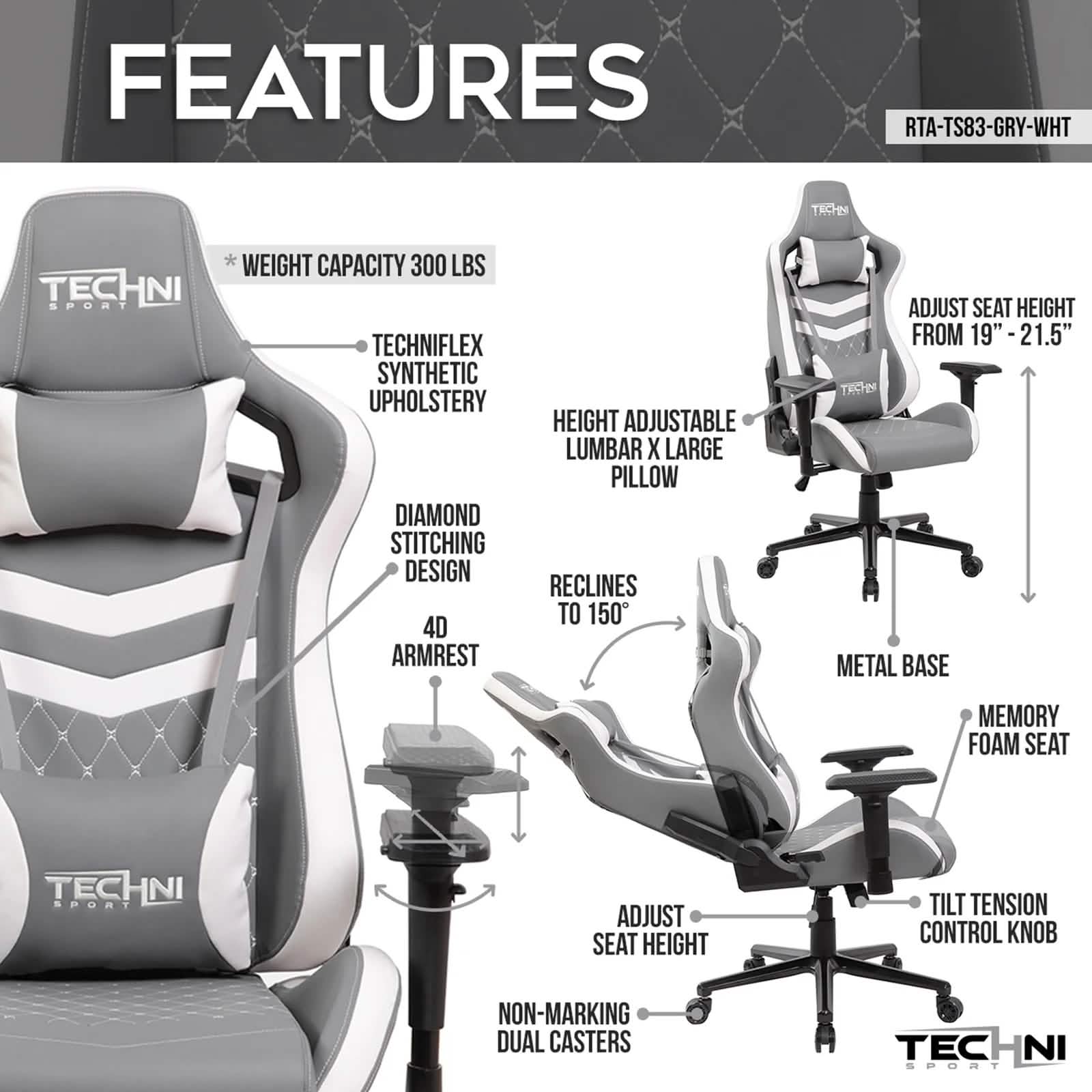 Techni Sport Ergonomic High Back Gaming Chair