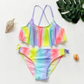 Teenager Girls Swimwear Two pieces Girls Swimsuit High quality Kids Bikini Sets Children Beach Wear Girls Two Piece Bikini Swimsuits Striped Ruffle Swimwear Bathing Suit Set