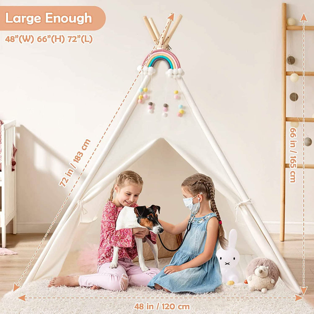 Teepee Tent for Kids - Play Tent Indoor Outdoor Cotton Canvas