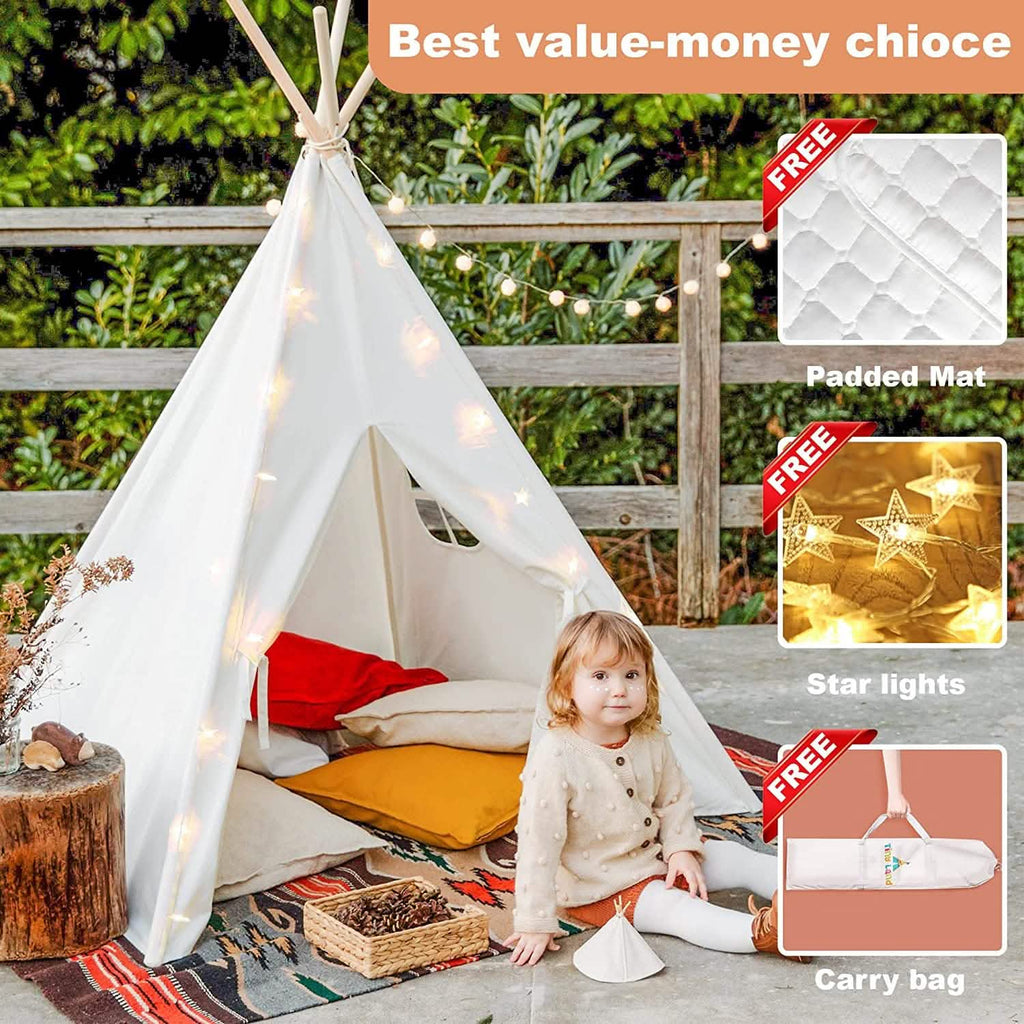 Teepee Tent for Kids - Play Tent Indoor Outdoor Cotton Canvas