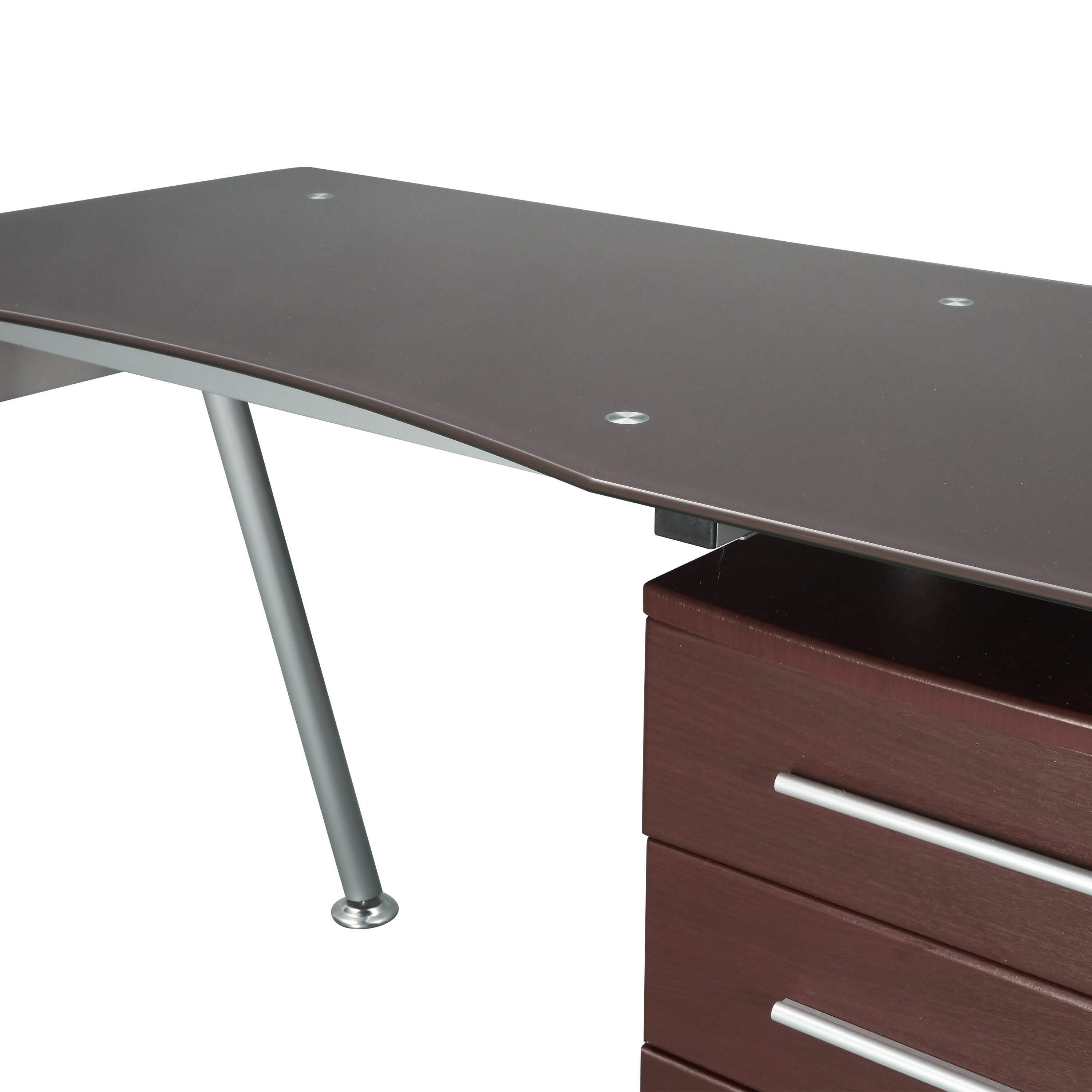 Tempered Glass Top Computer Desk with Storage