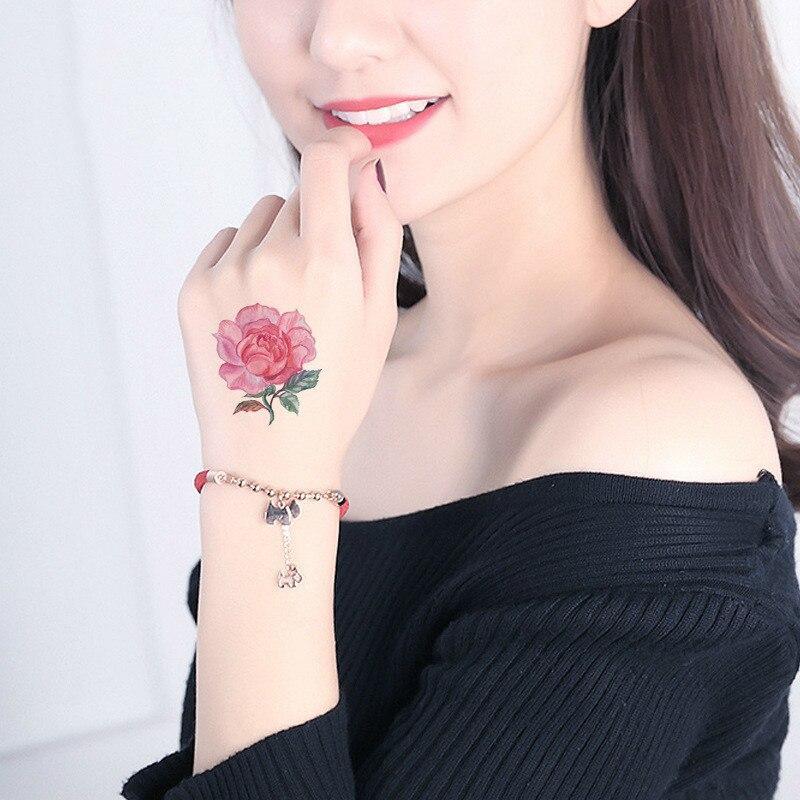 Temporary 3D Rose Flower Tattoos Sticker Body Art Tattoo Sticker Waterproof Luxury Tattoo Rose Lotus Flower Fashion Sticker For Womens