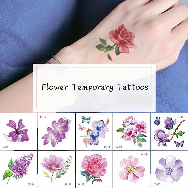 Temporary 3D Rose Flower Tattoos Sticker Body Art Tattoo Sticker Waterproof Luxury Tattoo Rose Lotus Flower Fashion Sticker For Womens